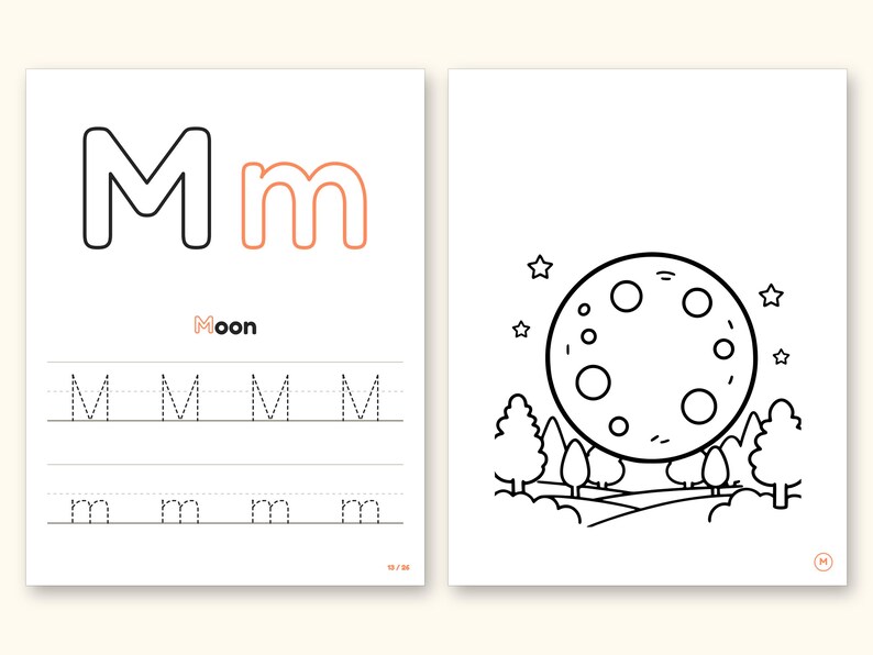 Nature Coloring Pages | ABC Letter Tracing for Kids Ages 2-5 (Digital PDF): pages 27 and 28 side by side