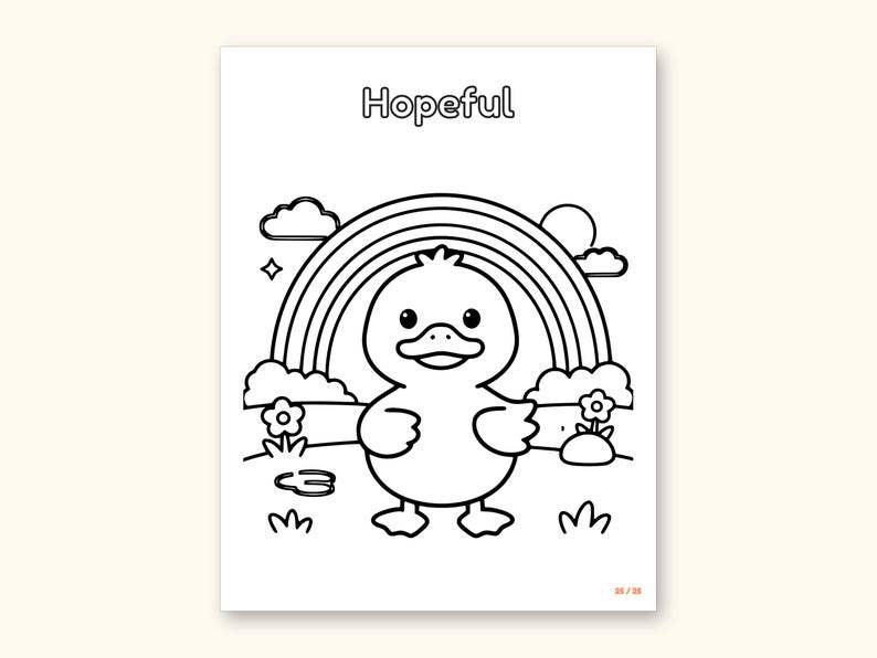 Animal Coloring Pages | 25 Feelings Pictures for Kids Ages 4-8 (Digital PDF): sample page 28 of 29