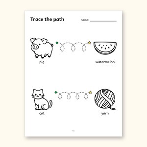 Tracing Worksheets | Farm Animals Pre-Writing Paths for Preschool (Digital PDF): sample page 11 of 12