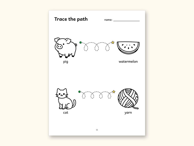 Tracing Worksheets | Farm Animals Pre-Writing Paths for Preschool (Digital PDF): sample page 11 of 12
