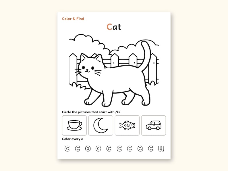 Animal Coloring Pages | ABC Letter Tracing for Kids Ages 5-6 (Digital PDF): sample page 11 of 64