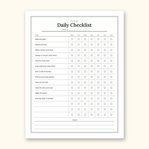Cleaning Schedule | Daily Checklist and Weekly Room Grid (PDF + Excel): sample page 2 of 20