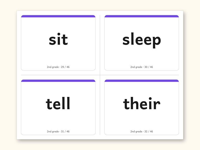 Sight Words | 2nd Grade Dolch Flashcards for Ages 7-8 (Digital PDF): sample page 21 of 30
