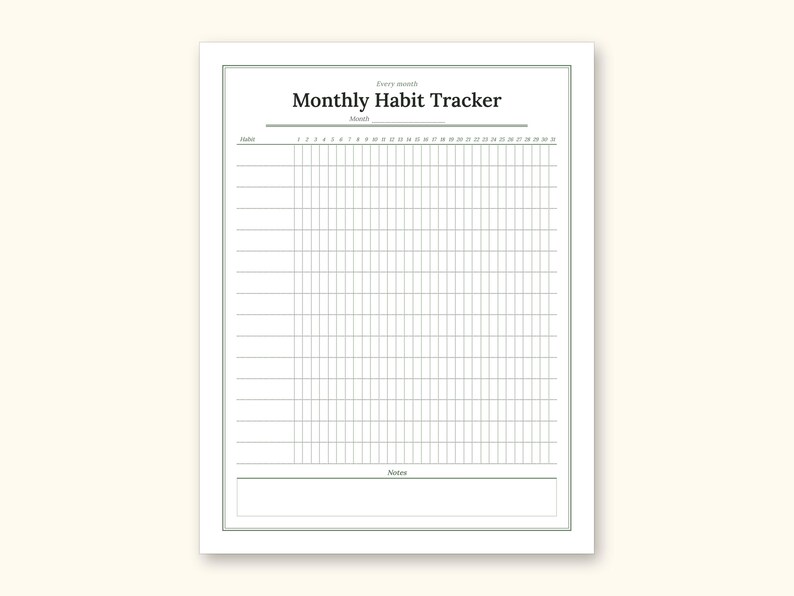 Habit Tracker | Undated Monthly and Weekly Grids for Home Use (Digital PDF): sample page 2 of 24
