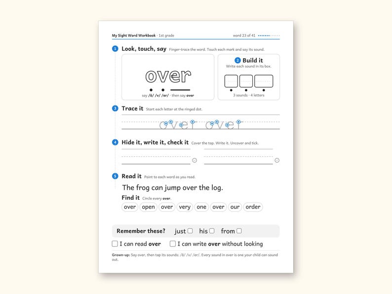 Sight Word Worksheets | 1st Grade Dolch Workbook for Ages 6-7 (Digital PDF): sample page 32 of 56