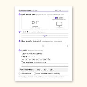 Sight Word Worksheets | 2nd Grade Dolch Workbook for Ages 7-8 (Digital PDF): sample page 7 of 62