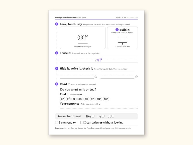 Sight Word Worksheets | 2nd Grade Dolch Workbook for Ages 7-8 (Digital PDF): sample page 7 of 62