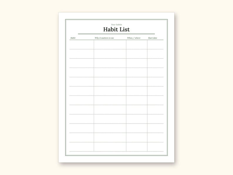Habit Tracker | Undated Monthly and Weekly Grids for Home Use (Digital PDF): sample page 6 of 24