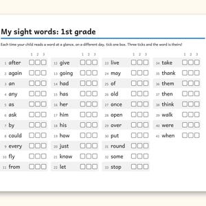 Sight Words | 1st Grade Dolch Flashcards for Ages 6-7 (Digital PDF): sample page 6 of 28