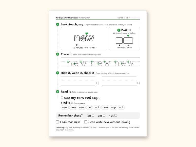 Sight Word Worksheets | Kindergarten Dolch Workbook for Ages 5-6 (Digital PDF): sample page 11 of 69