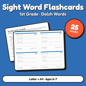 Parole da imparare a vista / Schede didattiche Dolch per la prima elementare (6-7 anni) (PDF digitale)
