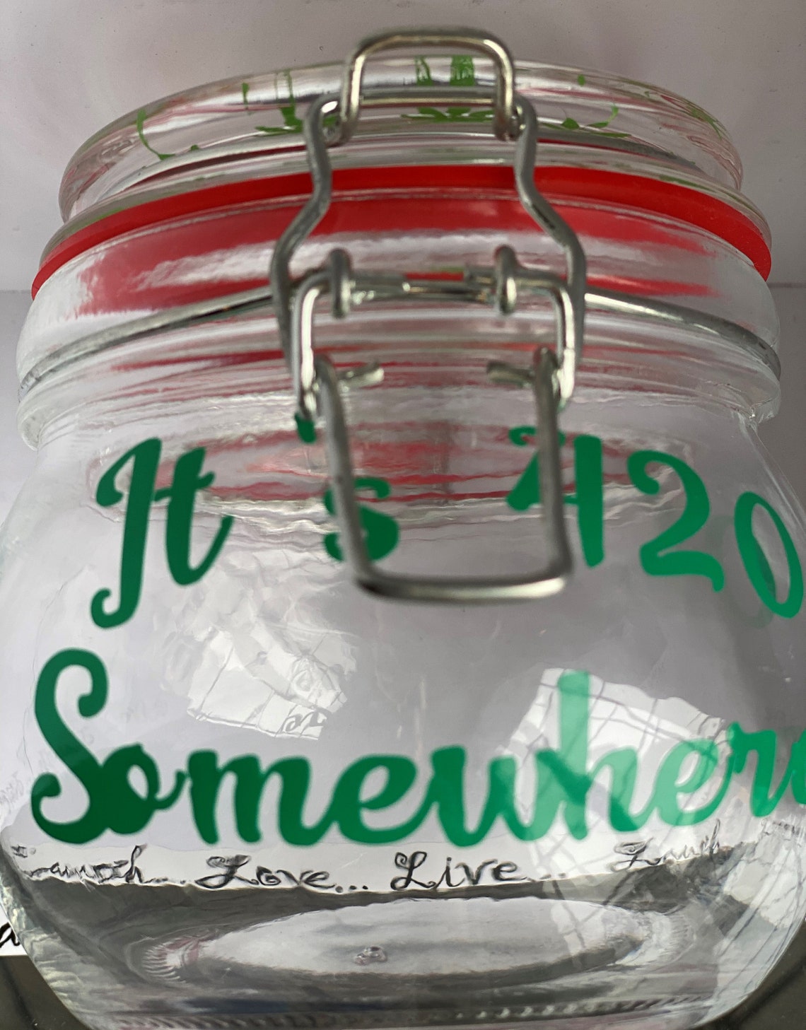 Medium Round glass latch stash jar Etsy