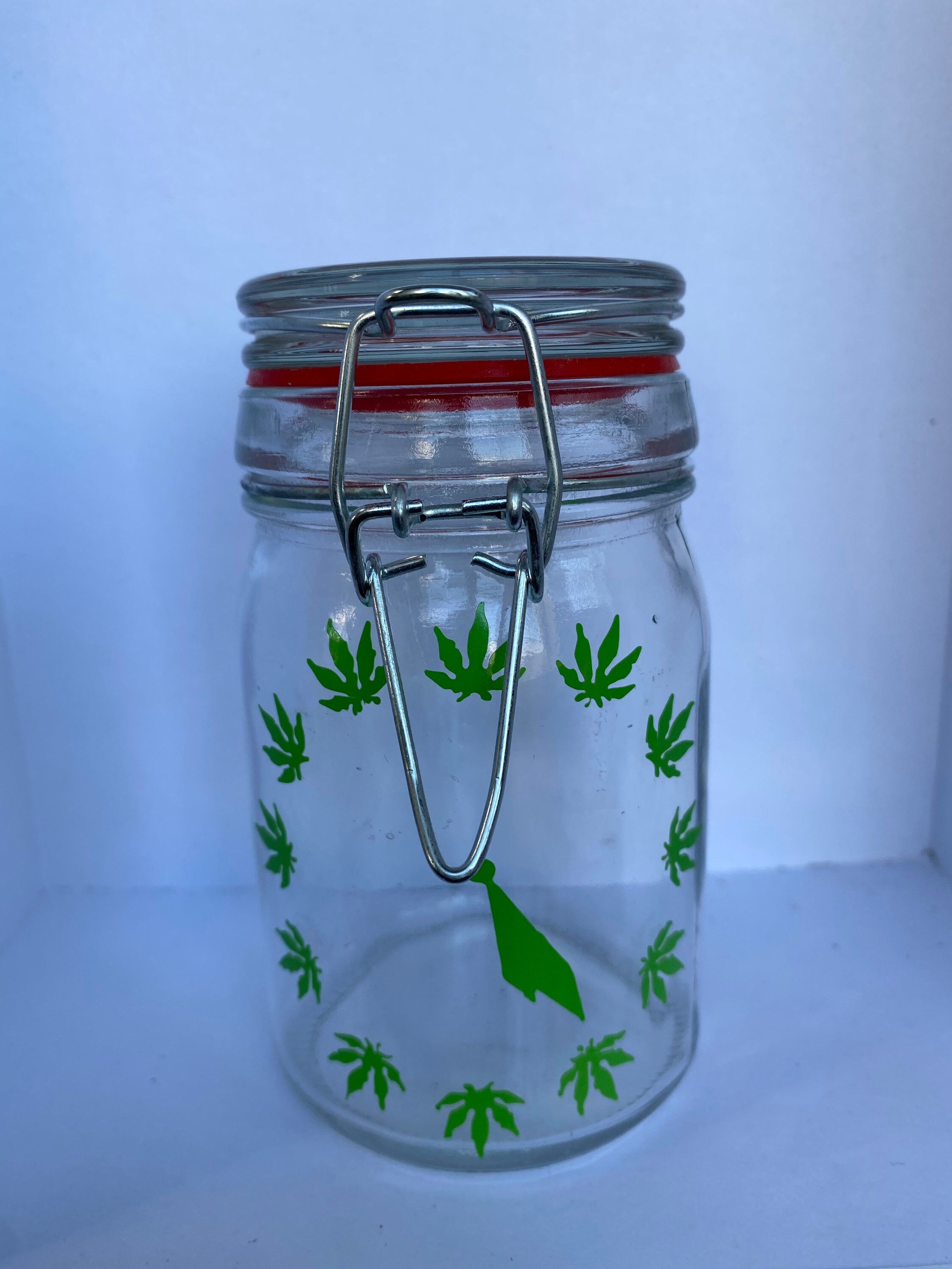 Medium Tall Glass latch stash jar Etsy