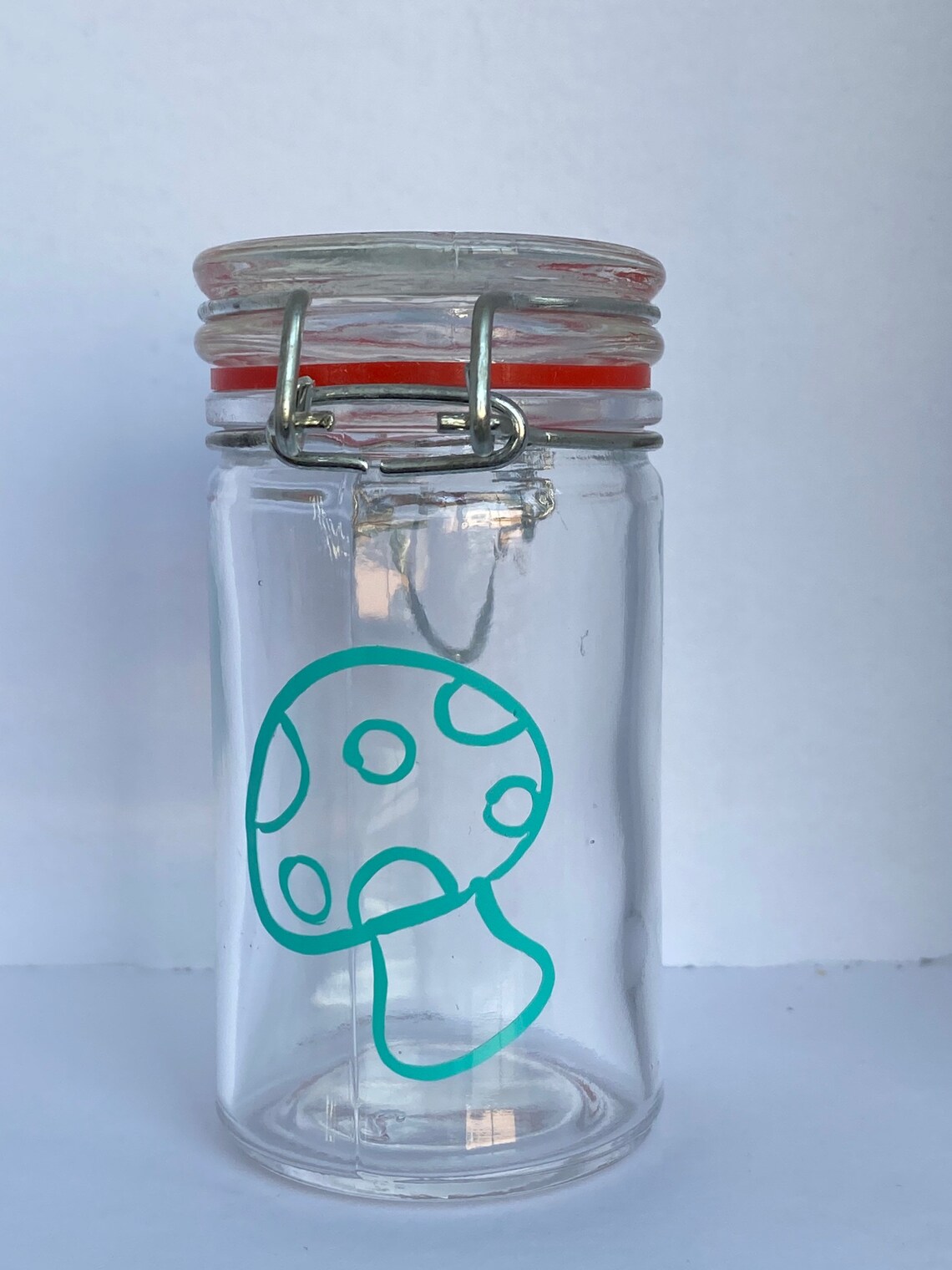 Small glass latch stash jar Etsy