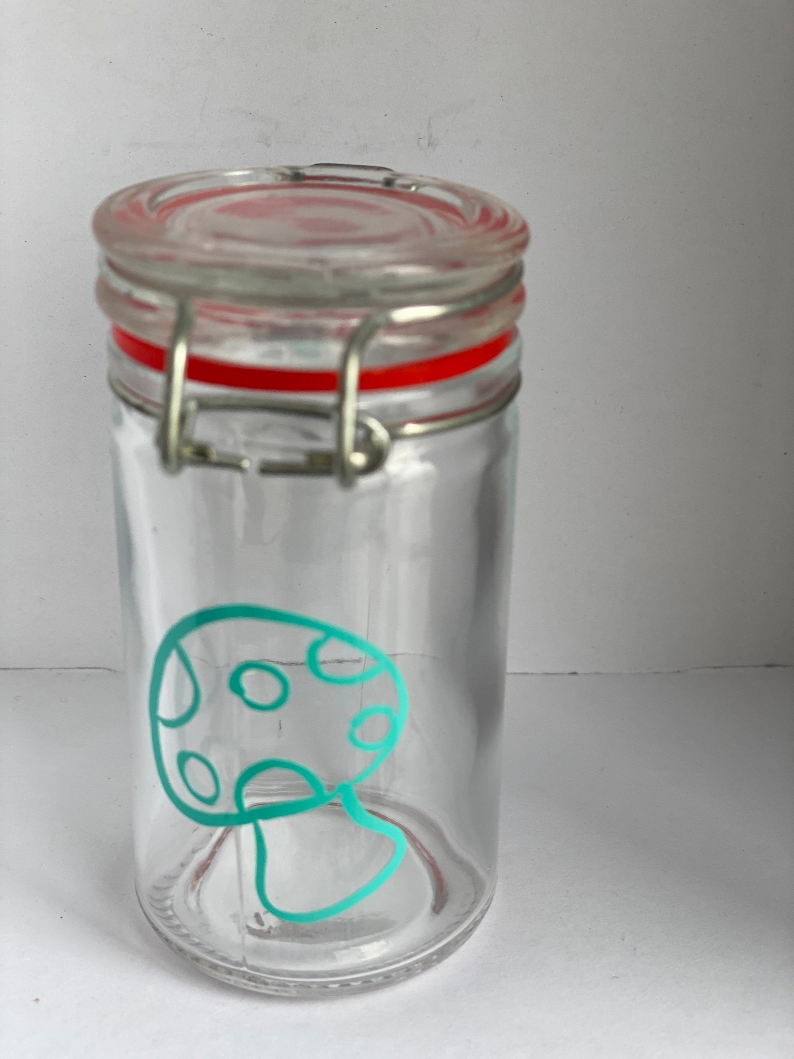 Small glass latch stash jar Etsy
