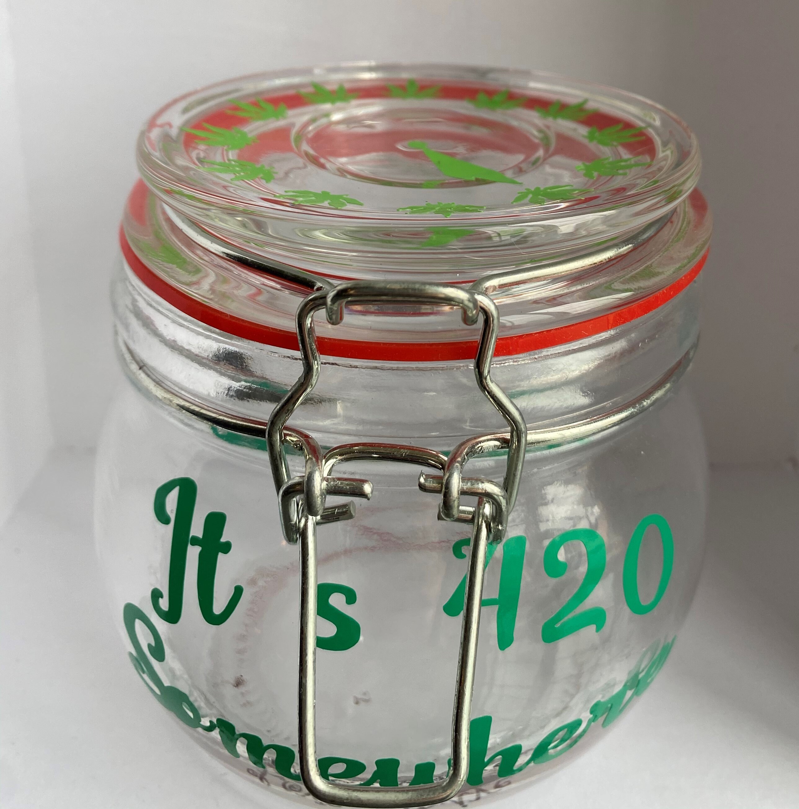 Medium Round glass latch stash jar Etsy