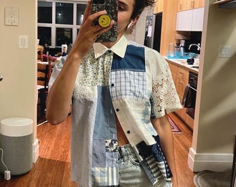 Camisa con botones de patchwork