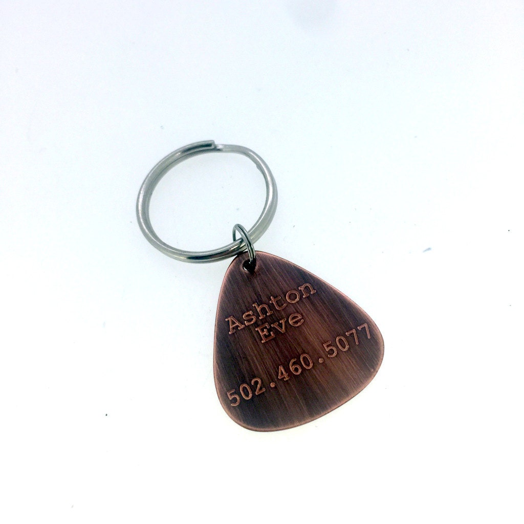 Engraved & Antiqued Copper Guitar Pick Pet Tag Id Tag | Etsy