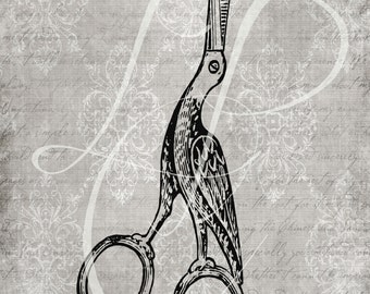 Vintage Sewing Scissor Image #1- Instant Download - Printable Image - Vintage Digital Clipart -  (8.5 "x 11" 300dpi) CU - JPG & PNG Files