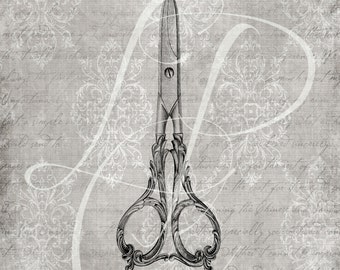 Vintage Sewing Scissor Image # 8 - Instant Download - Printable Image - Vintage Digital Clipart -  (8.5 "x 11" 300dpi) CU - JPG & PNG Files