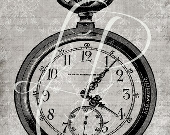 Vintage Pocket Watch Image # 2 - Instant Download - Printable Image - Mens Fashion - Vintage Images (8.5 "x 11" 300dpi) CU - JPG & PNG Files