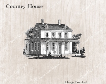 COUNTRY HOUSE Digital Clipart Image Download  -Transparent & Resizable PNG (300 dpi) Commercial Use 1