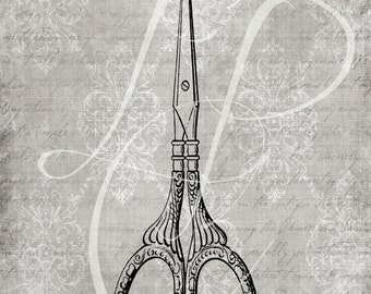 Vintage Sewing Scissor Image # 7 - Instant Download - Printable Image - Vintage Digital Clipart -  (8.5 "x 11" 300dpi) CU - JPG & PNG Files