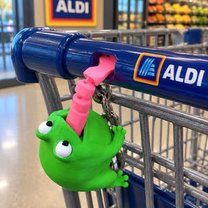 Porta-moedas em formato de sapo impresso em 3D, cores personalizadas, acessório para carrinho de compras.