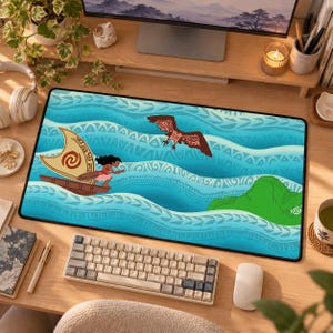 Moana Island Voyage Waves desk mat | Hawaii Desk Mat