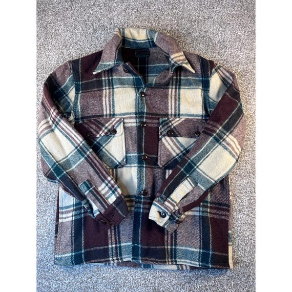 Chippewa, Chippewa Woolen 50s 60s Shirt Mens Medium Brown Plaid Wool Flannel Vintage
