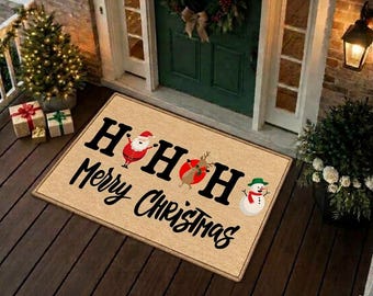 Paillasson de Noël « Ho Ho Joyeux Noël », paillasson de Noël personnalisé, cadeau de Noël personnalisé, décoration de Noël personnalisable, cadeau de pendaison de crémaillère