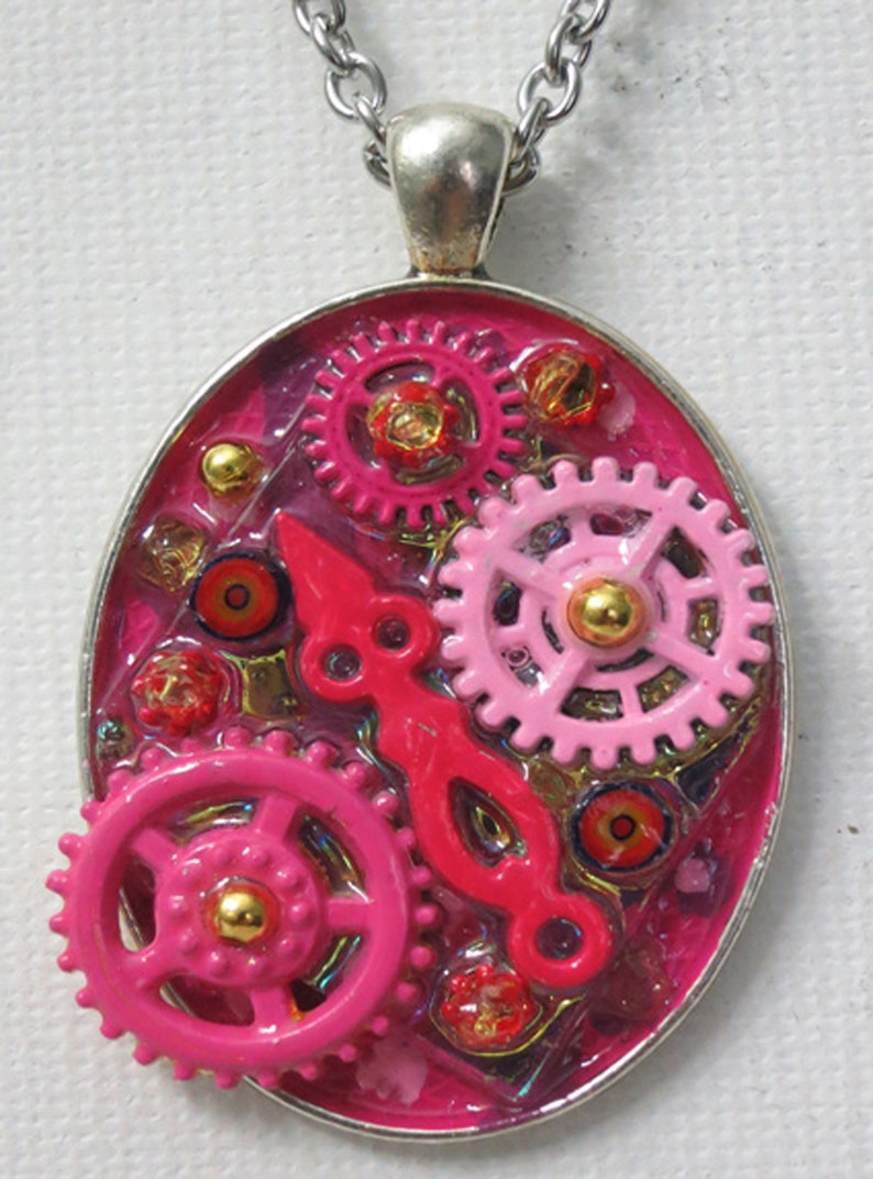 Oval steampunk pendant