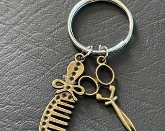 Hair stylist keychain,hair dresser keychain charm keychain beautiful antique charm m