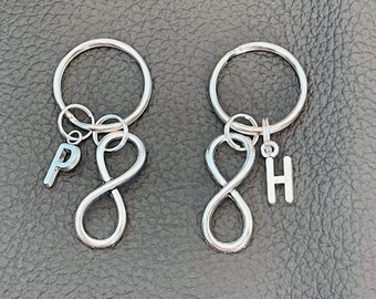 Infinity keychain,charm keychain, personalized initials keychain,his and her keychain come 2 in 1 order