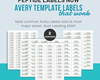 Print Editable Peptide Vial Labels using Avery Address labels | Pro Layouts | 30 & 60 a page Avery 5160 8160 5195 18294 Printer Templates