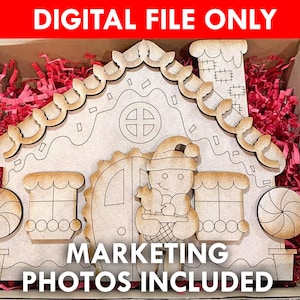 DIGITAL Gingerbread House Christmas Painting Kit File Download SVG Laser Cutter or CNC