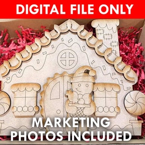 DIGITAL Gingerbread House Christmas Painting Kit File Download SVG Laser Cutter or CNC