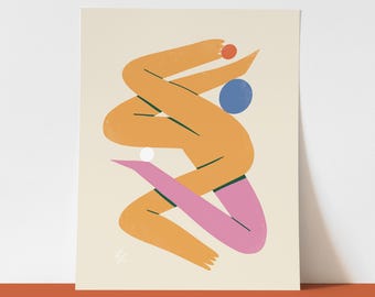 Print Contemporary | Figurative | "Juggler" | Minimal Wall | Desk | Shelf Art