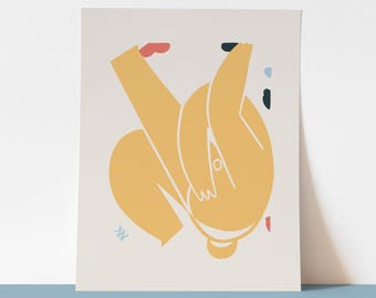 Print Rock Climbing | Bouldering | "Get Dat Chalk" Yellow | Contemporary and Minimal Wall | Desk | Shelf Art