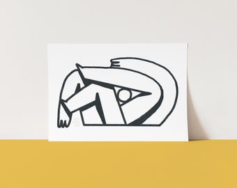 Print Contemporary | Figurative | "Nothing To See Here" | Minimal Wall | Desk | Shelf Art