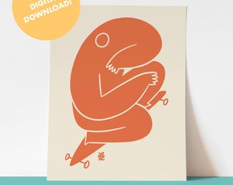 Digital Download Print Skateboarding | Skateboard | "Happy Place" | Contemporary and Minimal Wall Art