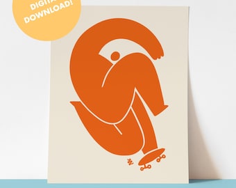 Digital Download Print Skateboarding | Skateboard | &quot;Fresh Catch&quot; | Contemporary and Minimal Wall Art