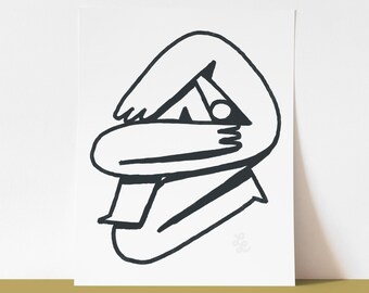 Print Contemporary | Figurative | "Oh Hey There" | Minimal Wall | Desk | Shelf Art