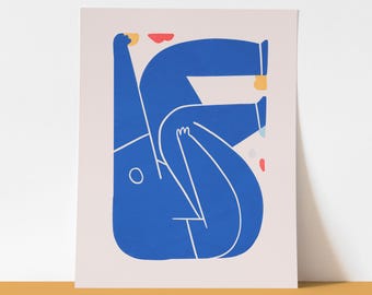 Rock Climbing Print | Abstract Blue Bouldering Art