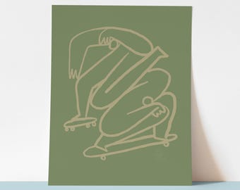 Print Skateboarding | Extreme Sports | &quot;Buds&quot; | Contemporary and Minimal Wall | Desk | Shelf Art