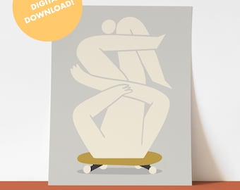 Digital Download Print Skateboarding | Skateboard | "The Headless Skateman" | Contemporary and Minimal Wall Art