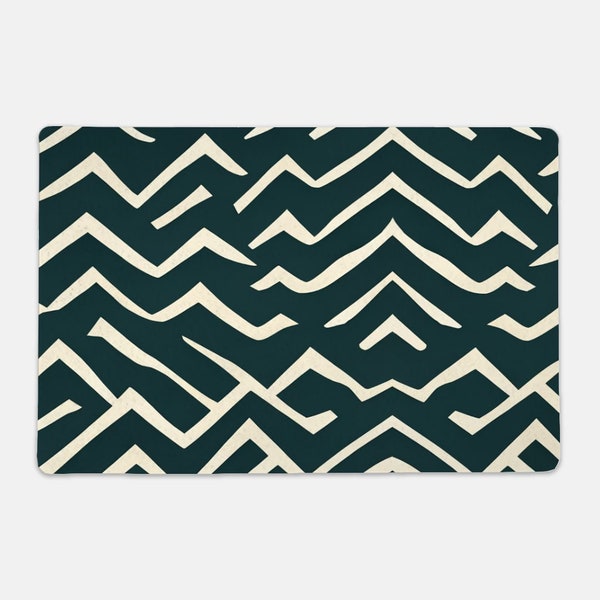 Abstract navy and cream mountain small pet mat