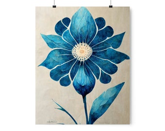 Lone blue flower blooms wall art