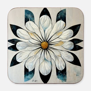 Coaster set - white blooming flower