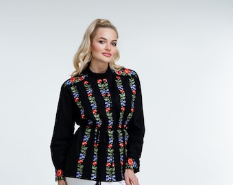 black blouse, embroidered blouse, embroider blouse, boho blouse, floral blouse, handmade blouse, embroidered shirt, ukrainian blouse, boho